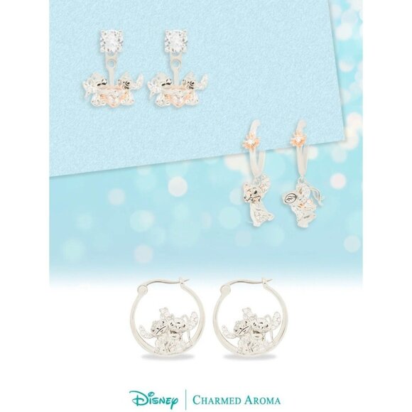 Charmed Aroma Disney Stitch and Angel Candle & Trinket Box w Earrings - Picture 2 of 3
